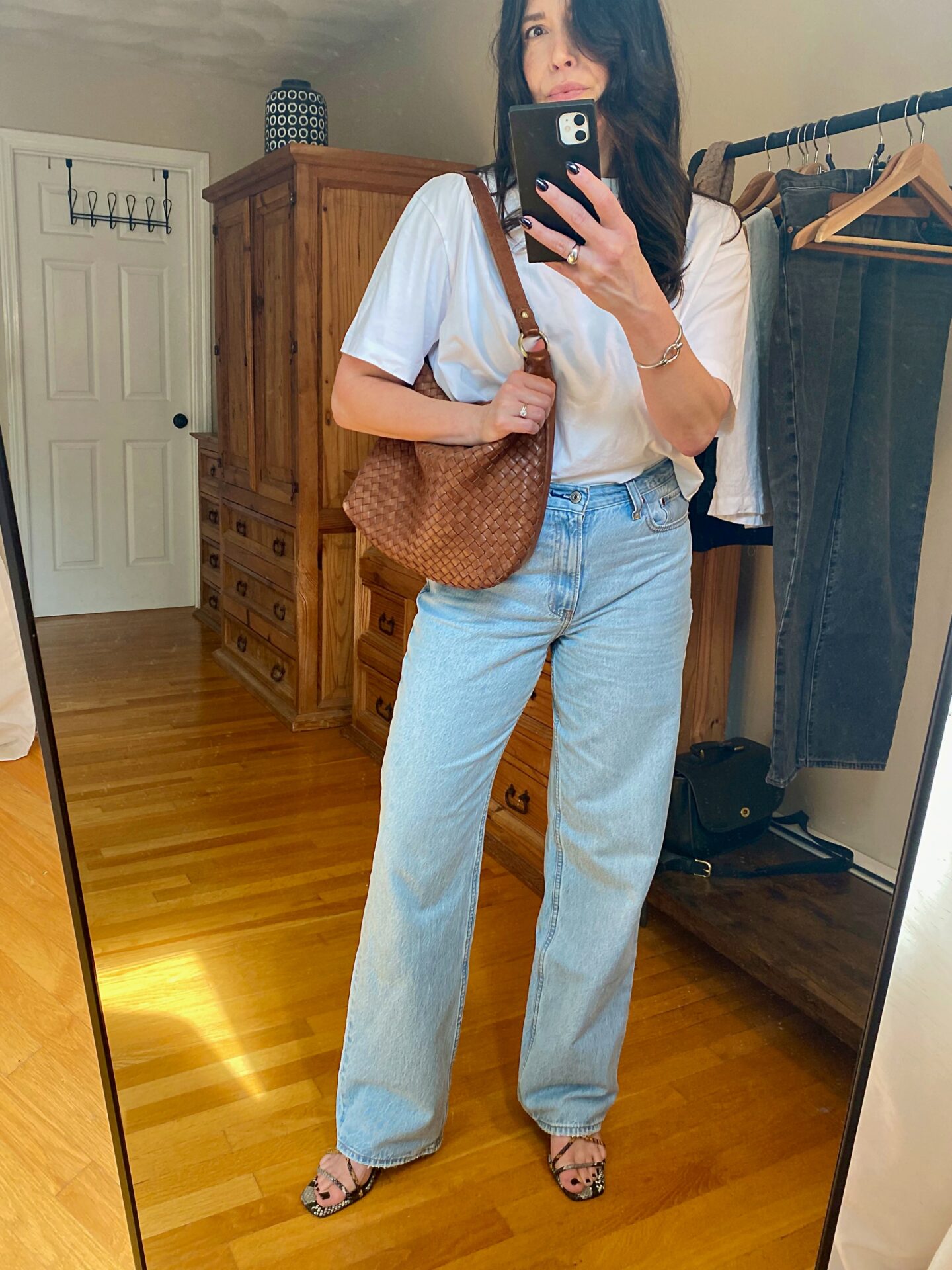 White Tee and loose denim